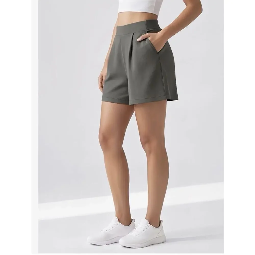 Modal Soft High Waist Casual Relaxed Shorts 4” Inseam Gray Women’s M